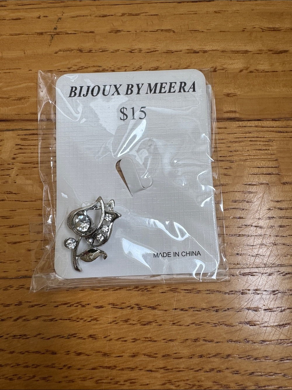 Bijoux by Meera Silver Floral Crystal Brooch